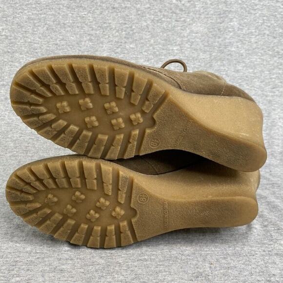 Kelsi Dagger Bootie Shoes Womens 8.5 Tan Suede Ankle Lace Up Wedge Fanetta - Picture 6 of 8